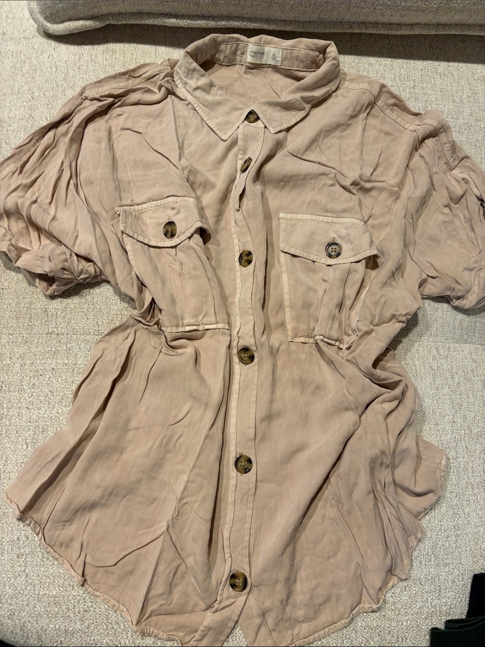 Maurices Relaxed Fit Button-Front Shirt in Dusty Rose